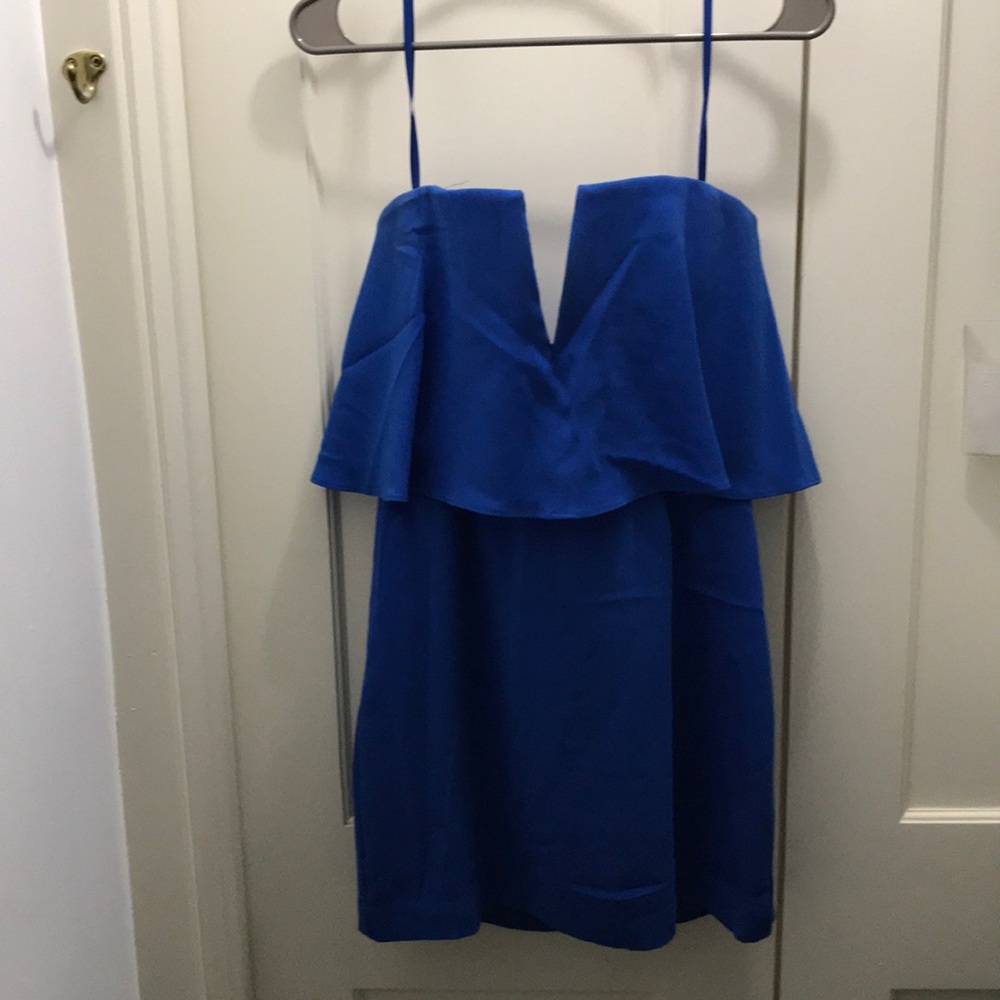 BCBG strapless mini blue layer dress